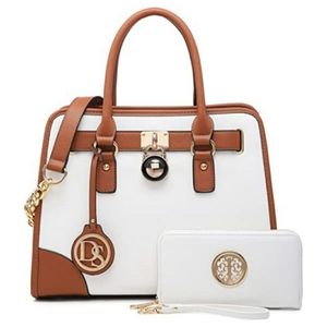 🆕️ 2 Pcs Breifcase Shoulder Bag Bag White & Brown